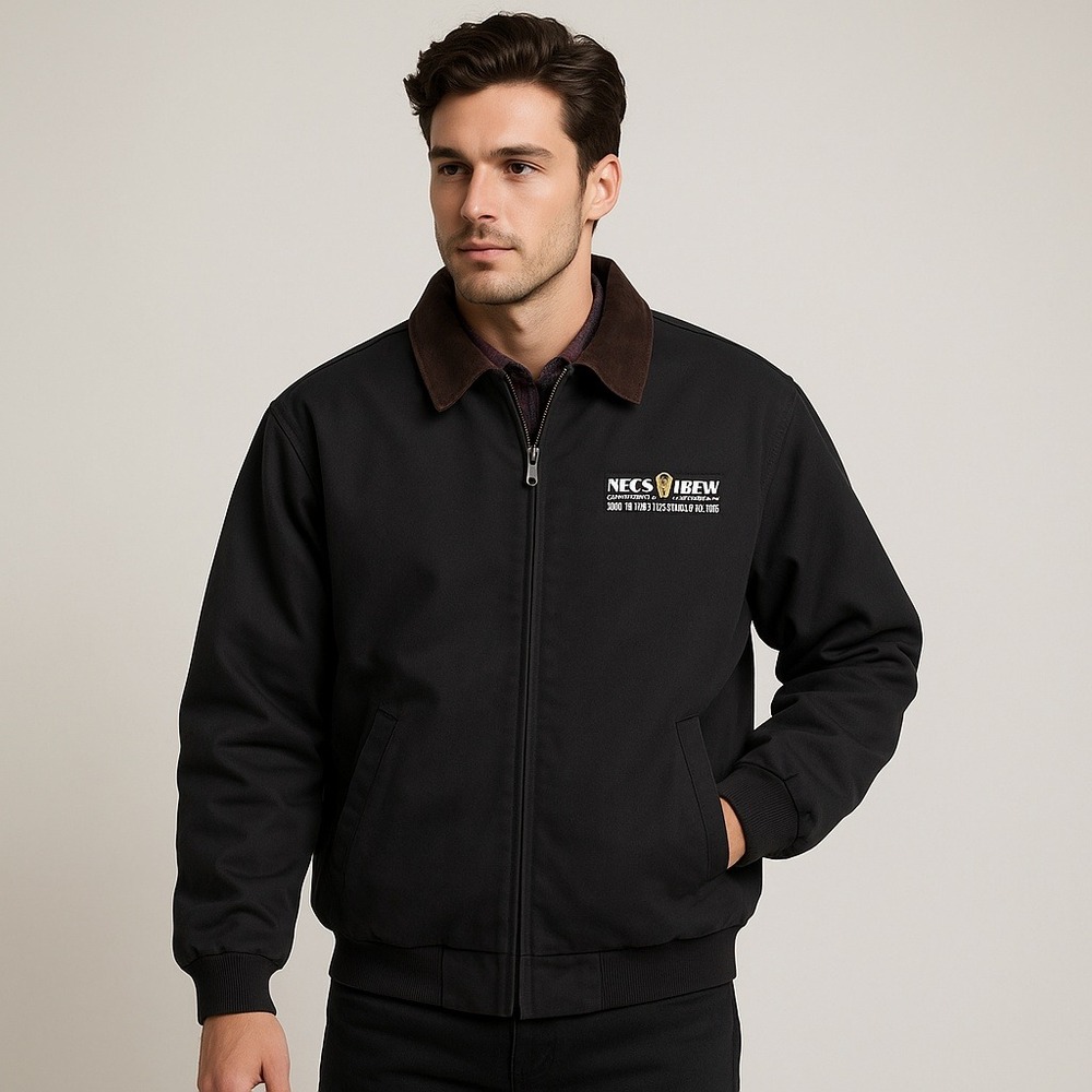 Vintage Union Line Jacket Men XL Black Blanket Lined Canvas Workwear USA Detroit